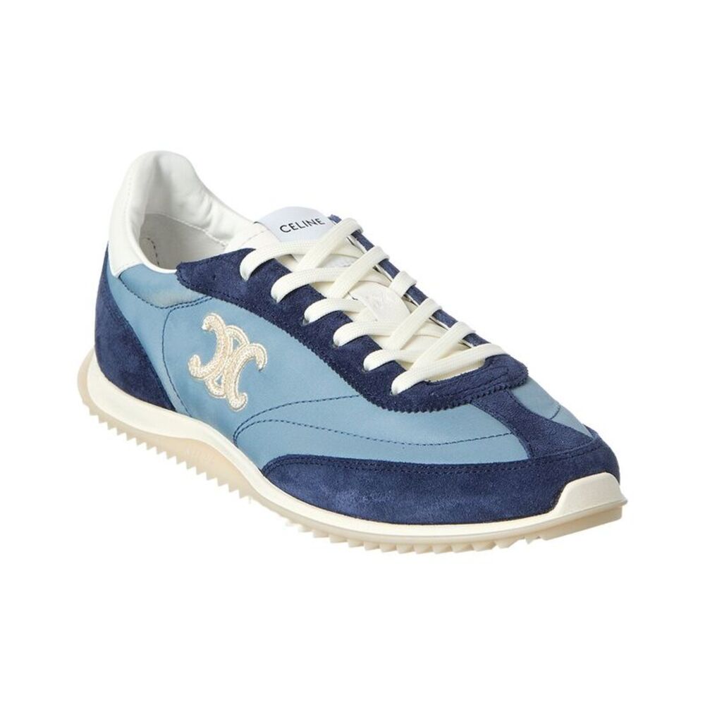 Celine Logo Leather Sneaker, Blue
